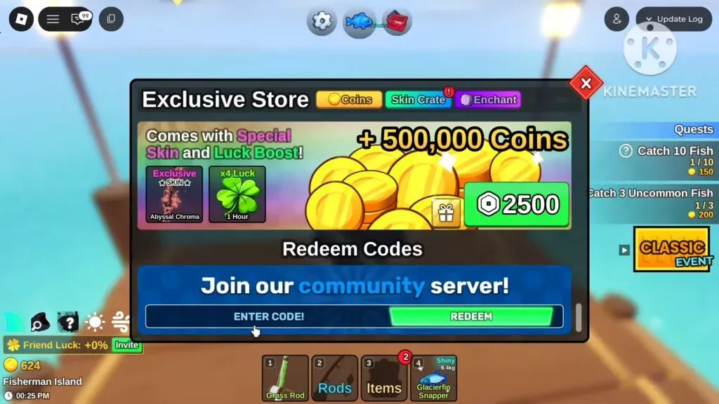 Gambar: Menu tukar kode di fish it