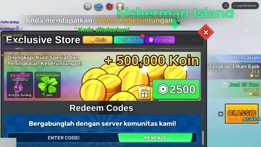 Gambar: Redeem Kode Fish It Berhasil