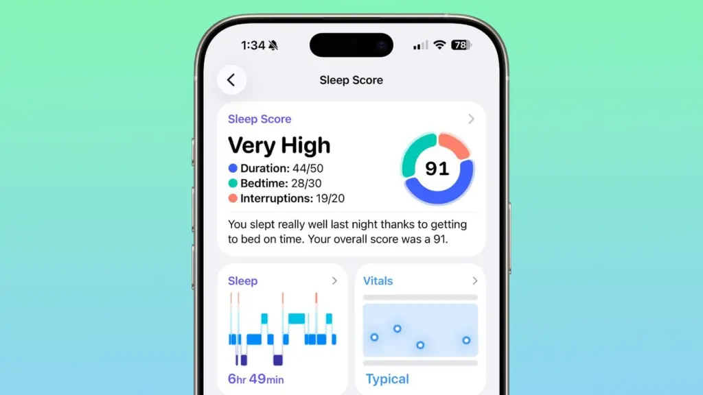 Gambar: Sleep Score di WatchOS